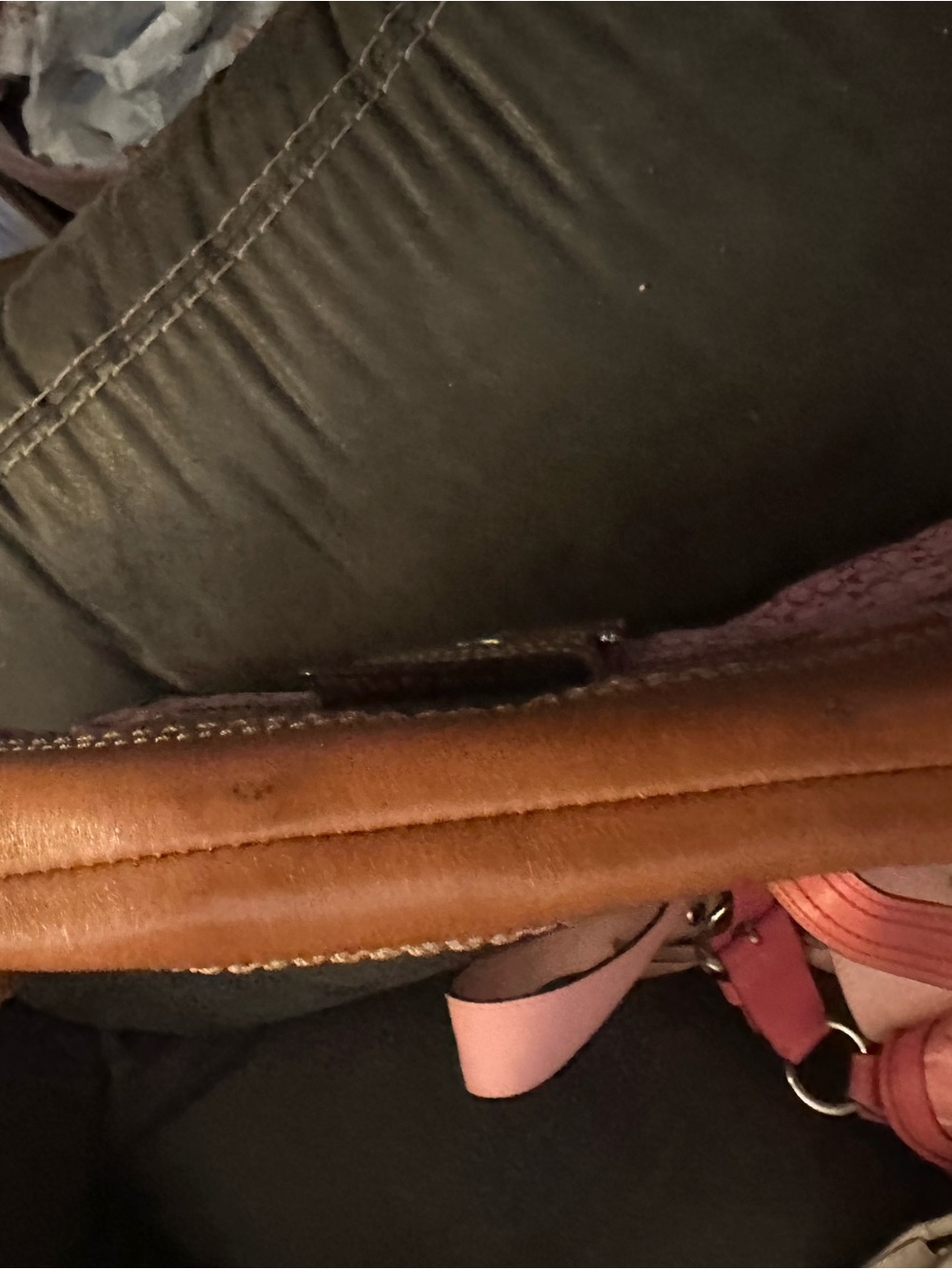 Coach Pink Signature Canvas Shoulder Bag with Brown Leather Trim - Picture 3 of 4